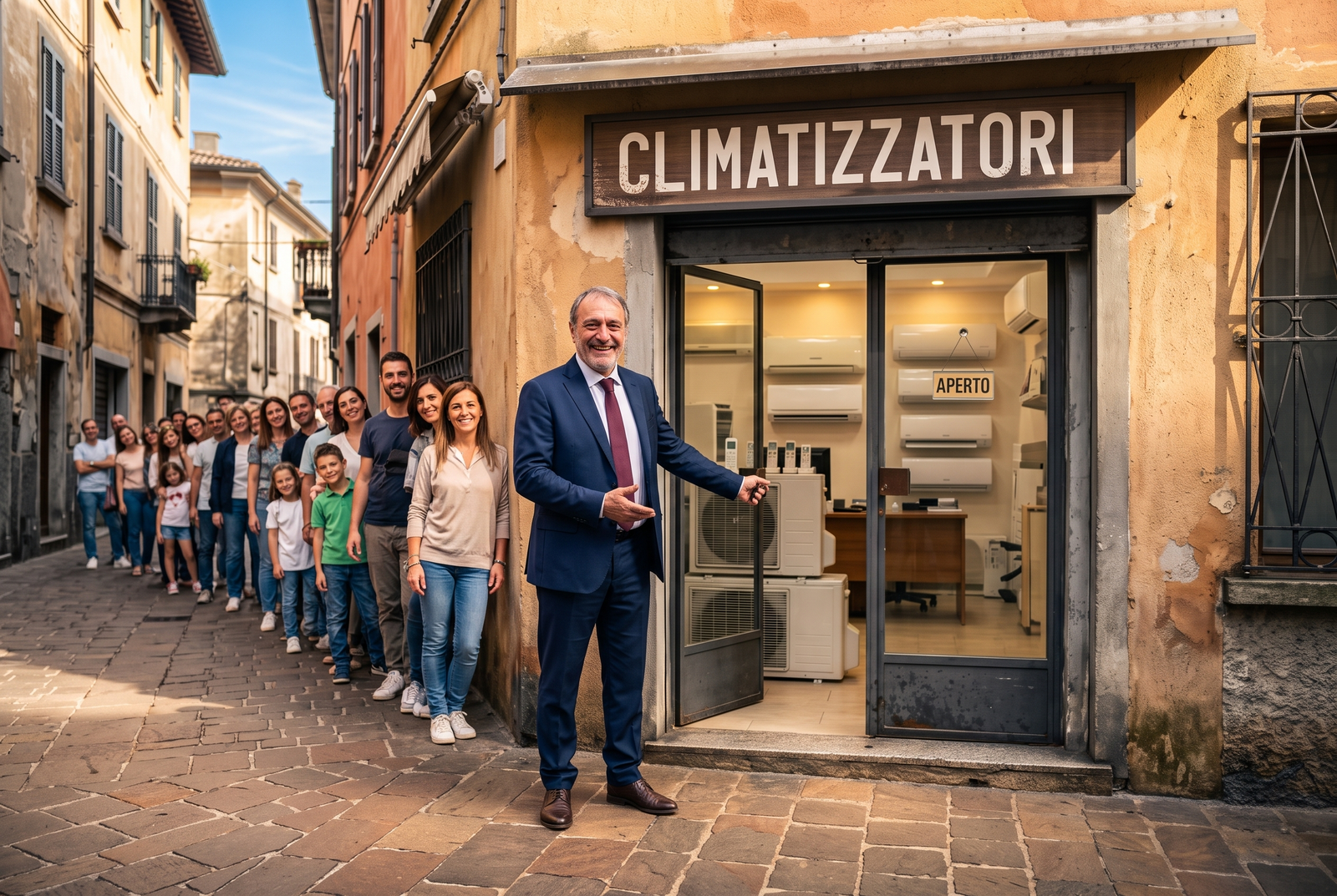 Clienti in coda fuori dal ristorante
